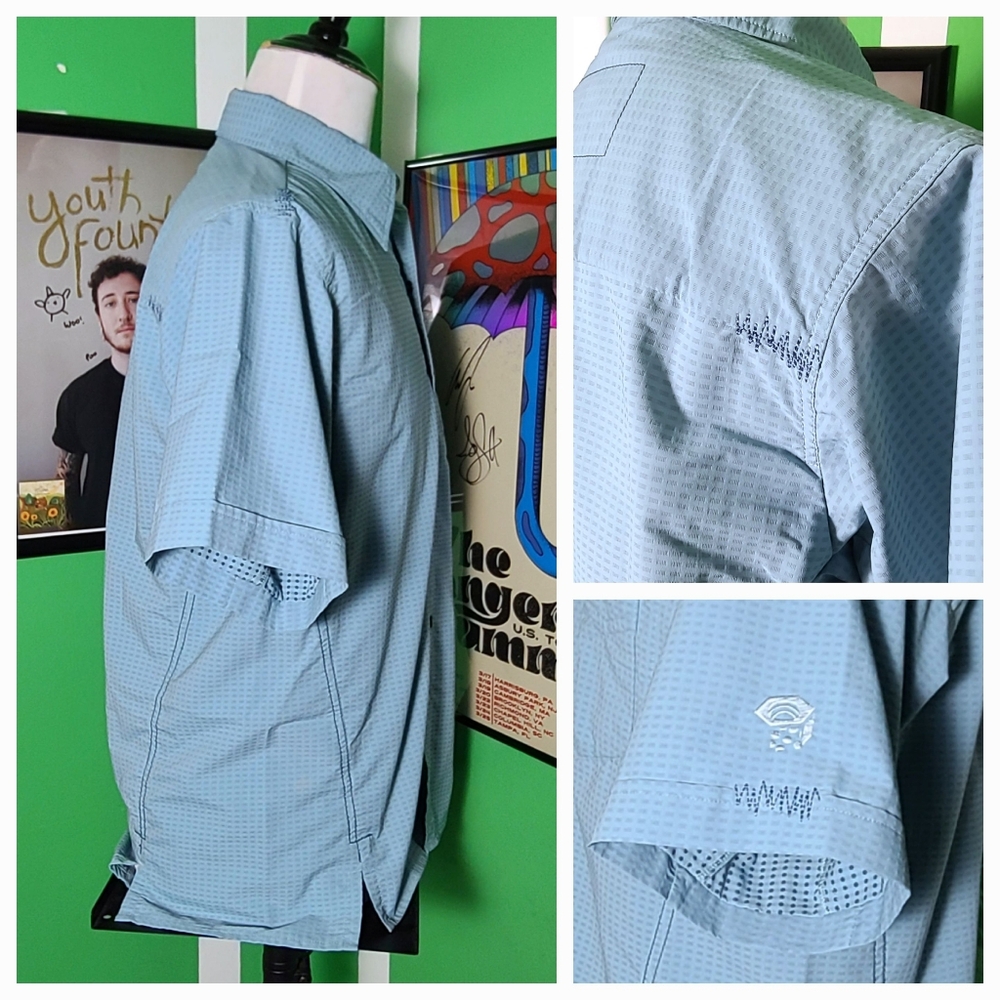 Mountain Hardwear Men’s Short Sleeve Fishing Hiking Shirt Blue Vented Size M - Picture 2 of 10